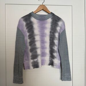 Rails Karis Aqua Tie Dye Sweater Womens Sz S Gray Knit Organic Cotton Cashmere